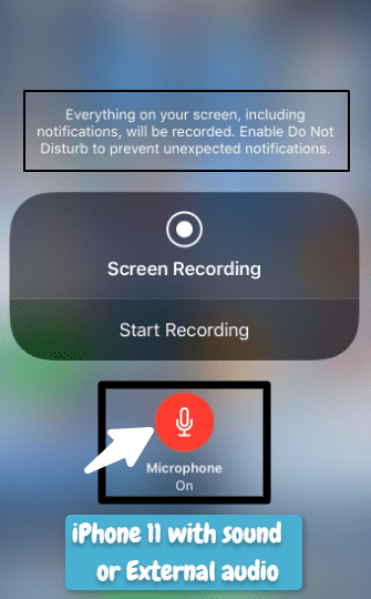 Screen record on iPhone 11 with sound or External audio 